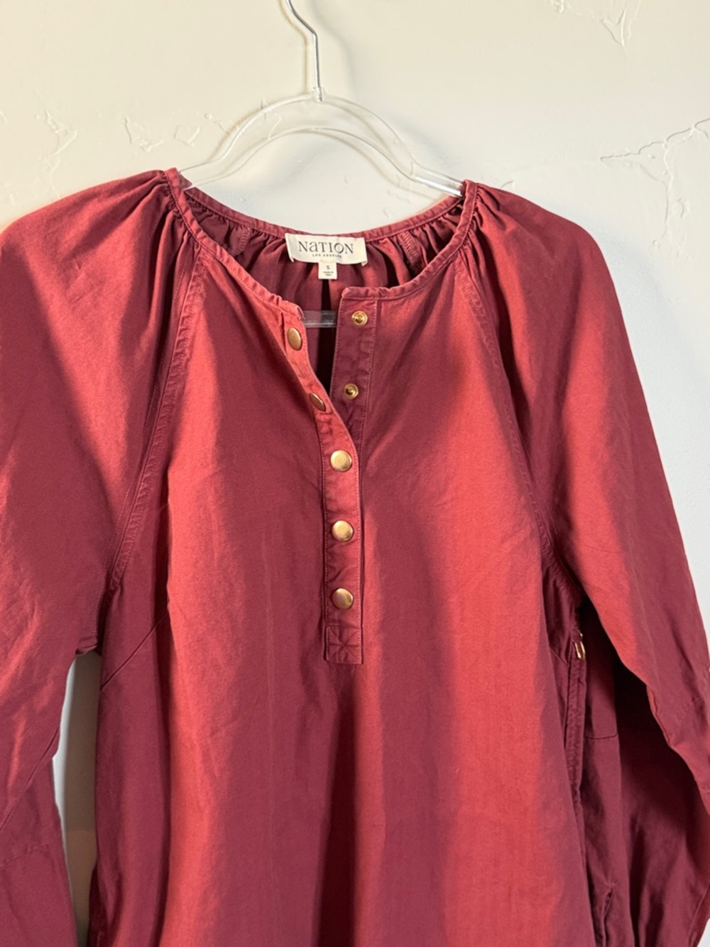 Nation LTD Button Front Tunic Dress 3/4 Sleeve Casual Cotton - Picture 2 of 8
